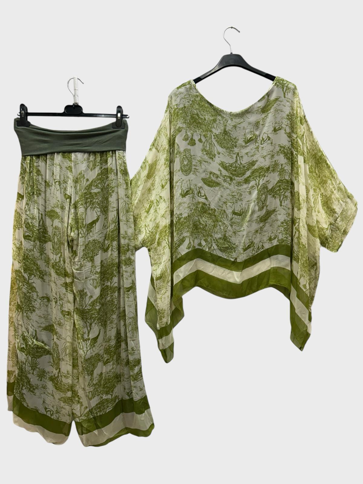 Σετ μεταξωτό μπλούζα - παντελόνα