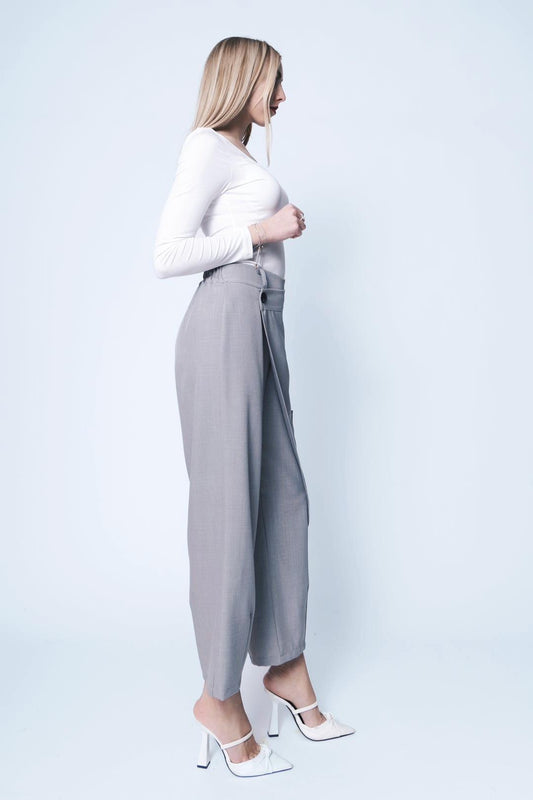 Παντελόνα ζιπ crepe με φύλλο