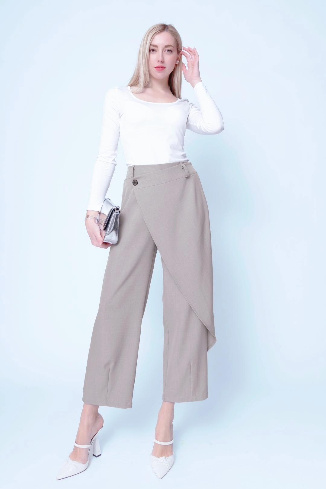 Παντελόνα ζιπ crepe με φύλλο