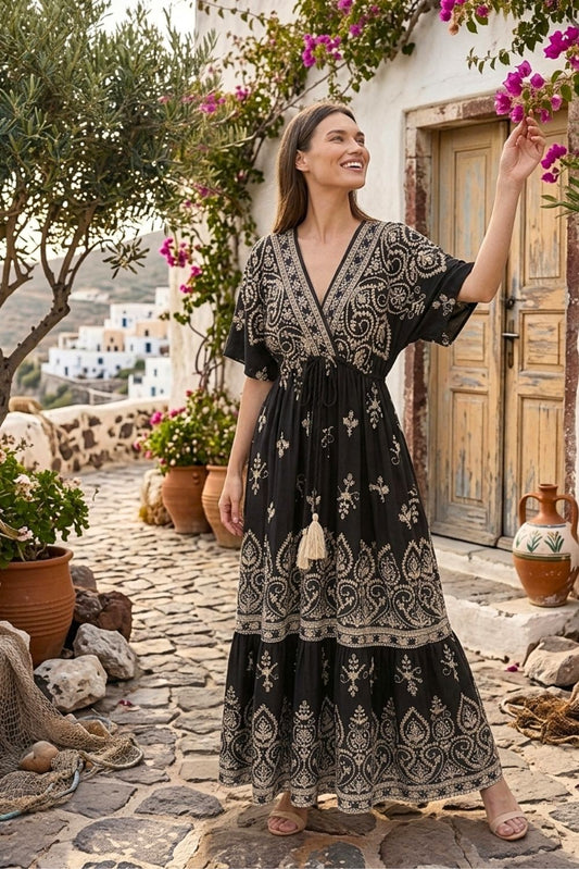 Φόρεμα maxi boho printed viscose