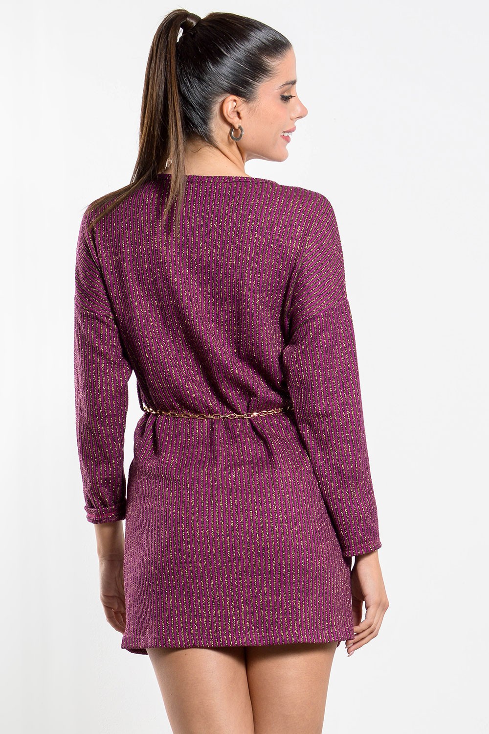 Φόρεμα mini lurex με αλυσίδα