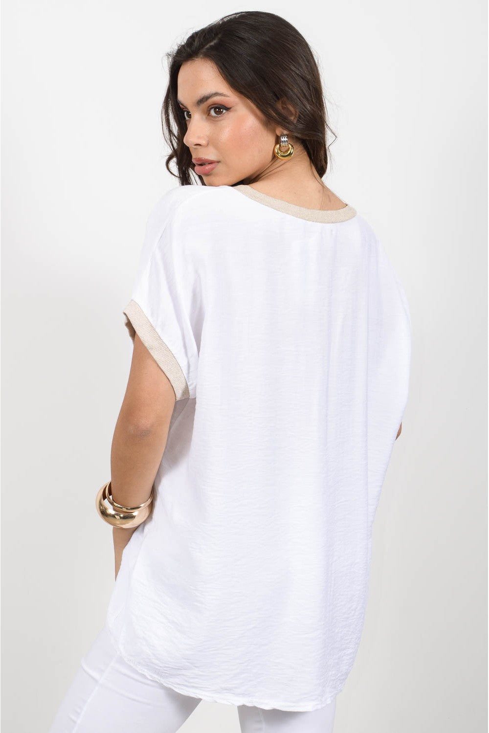 Μπλούζα oversized με στάμπα και lurex