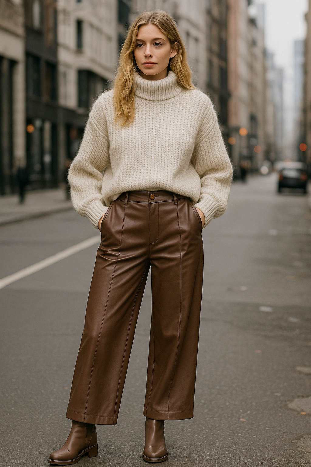 Παντελόνι δερματίνης ψηλόμεσο ισόφαρδο