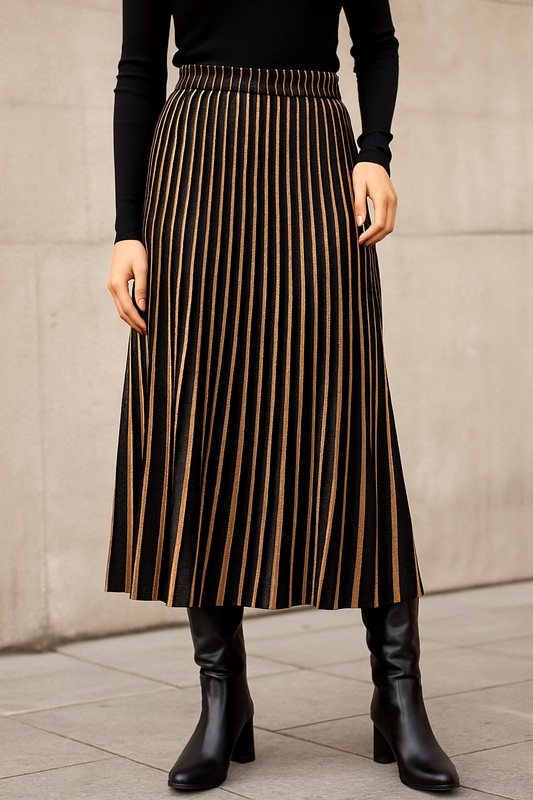 Φούστα midi πλεκτή με lurex