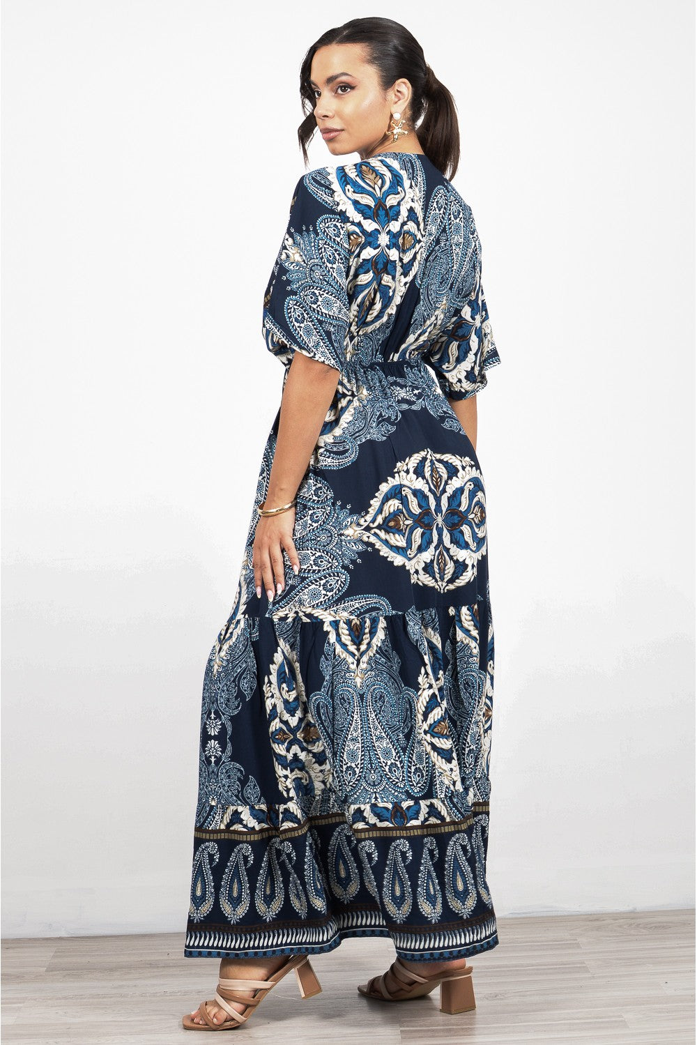 Φόρεμα maxi croise λαχούρ printed