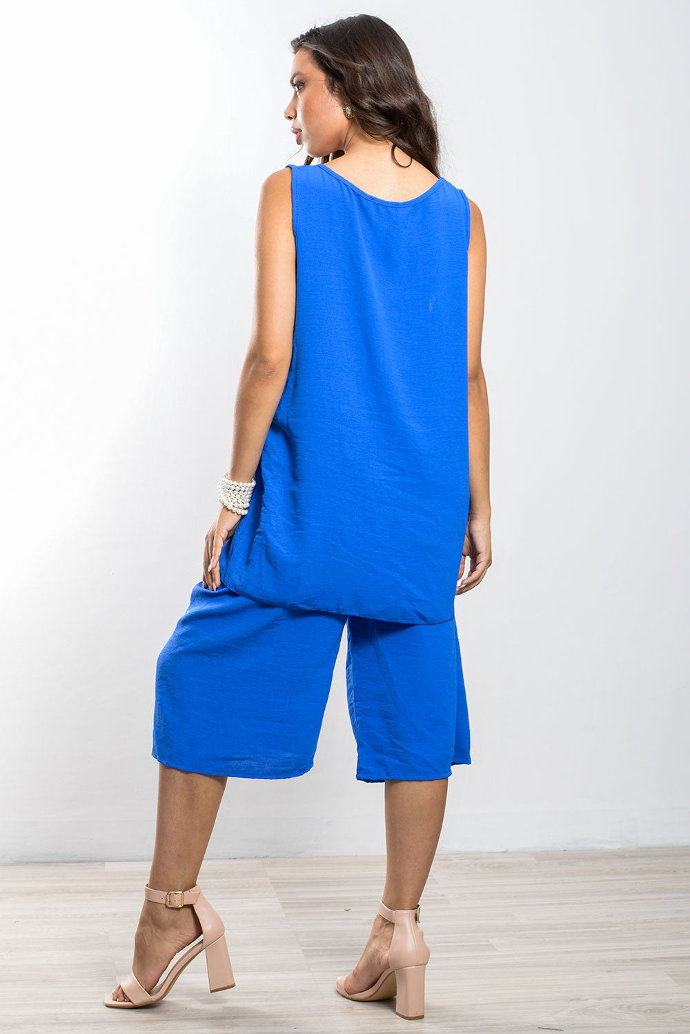 Σετ crepe μπλούζα detailed & ζιπ κιλότ