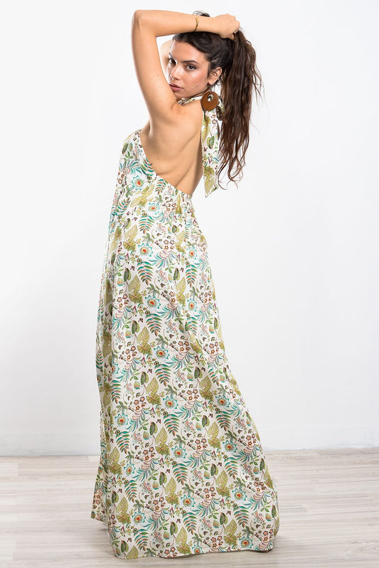 Φόρεμα maxi floral με δέσιμο στο λαιμό