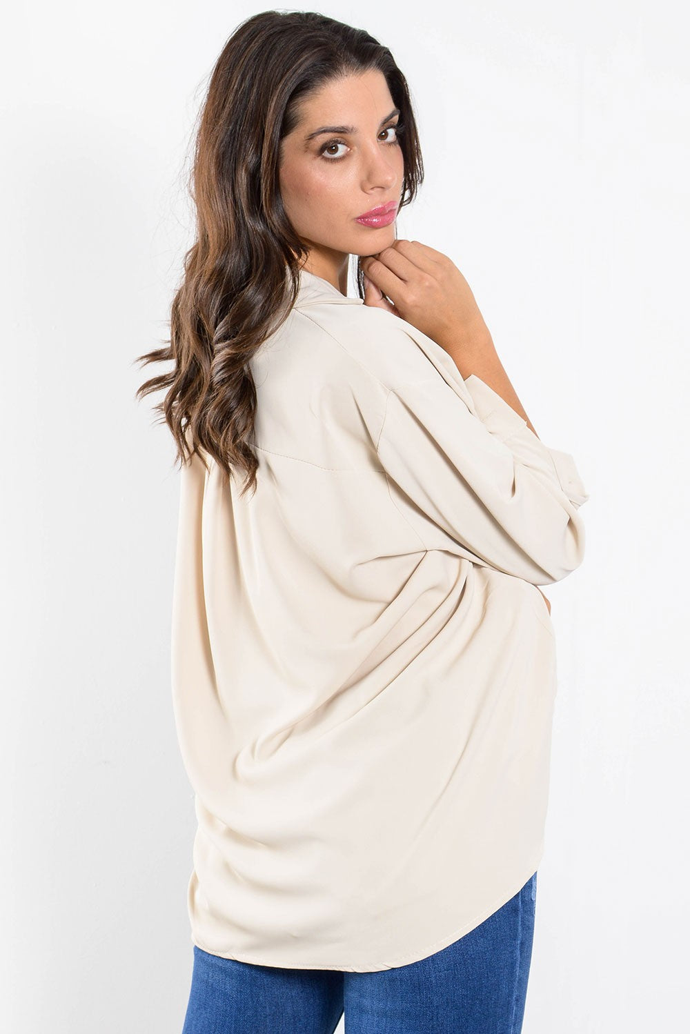 Πουκαμίσα plus size ασύμμετρη