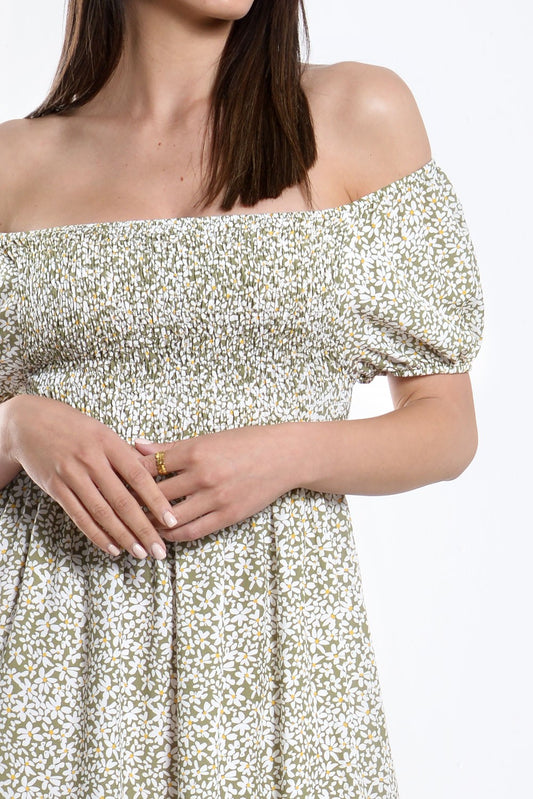 Φόρεμα mini έξωμο floral