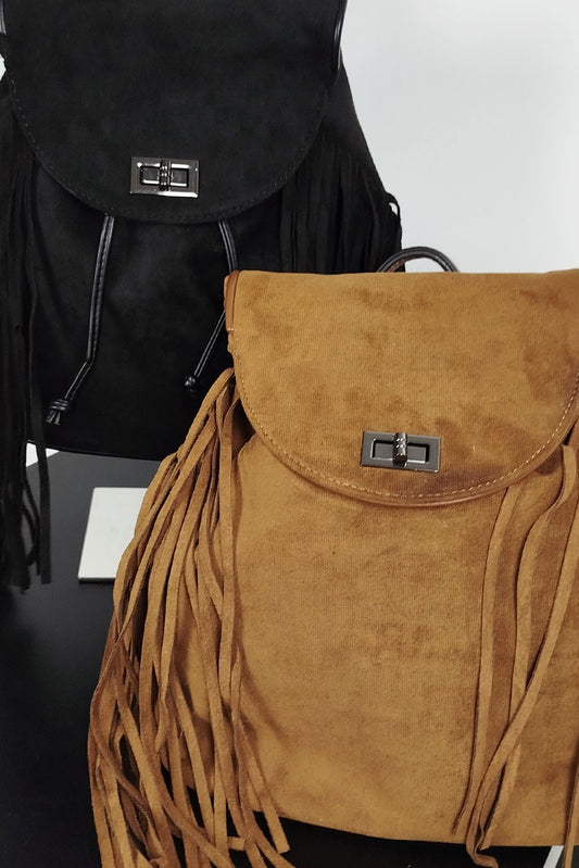 Backpack suede με κρόσσια