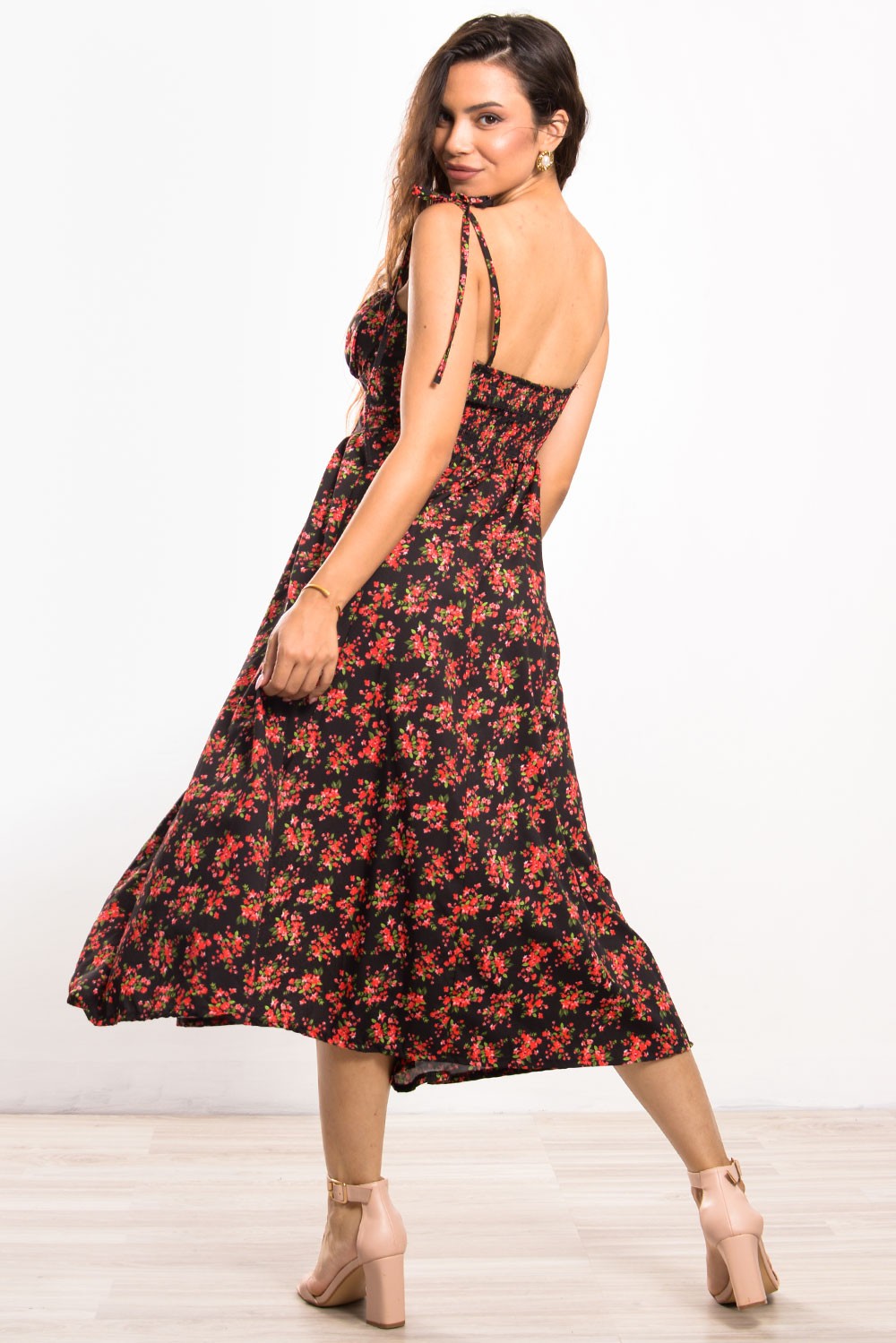 Φόρεμα midi/maxi με κεράσια prints