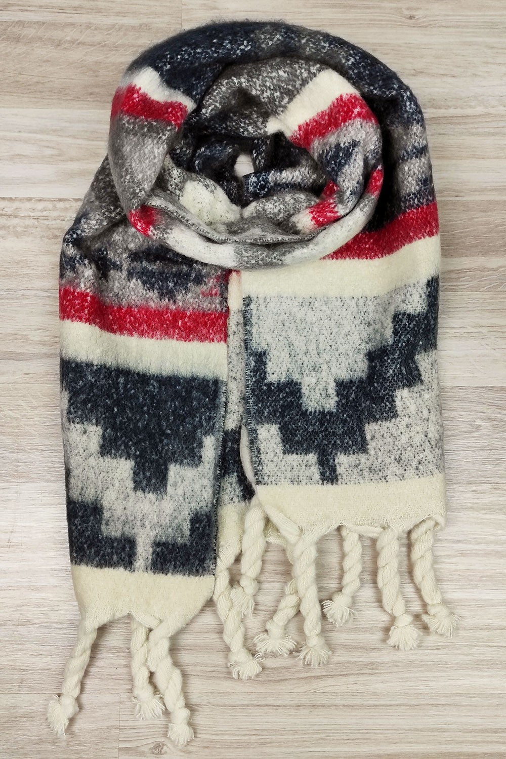 Κασκόλ χνουδωτό εμπριμέ