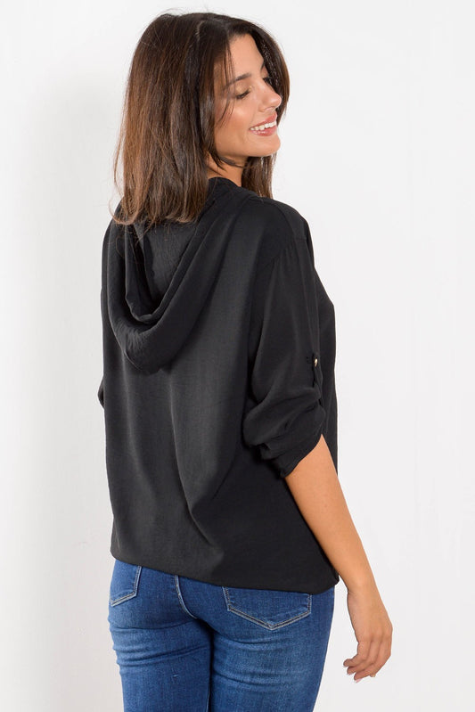 Μπλούζα crepe με κουκούλα