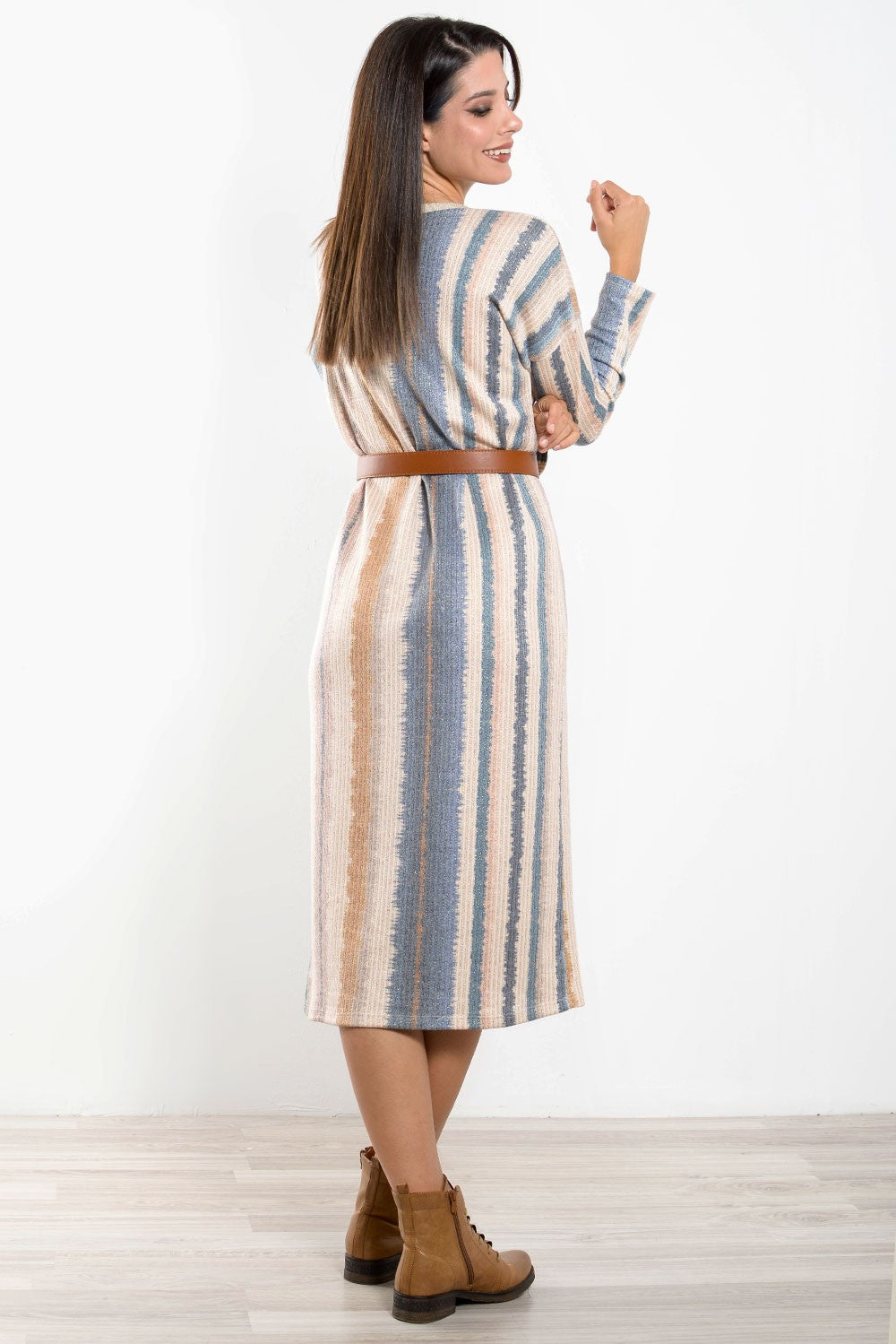 Φόρεμα midi εμπριμέ με lurex