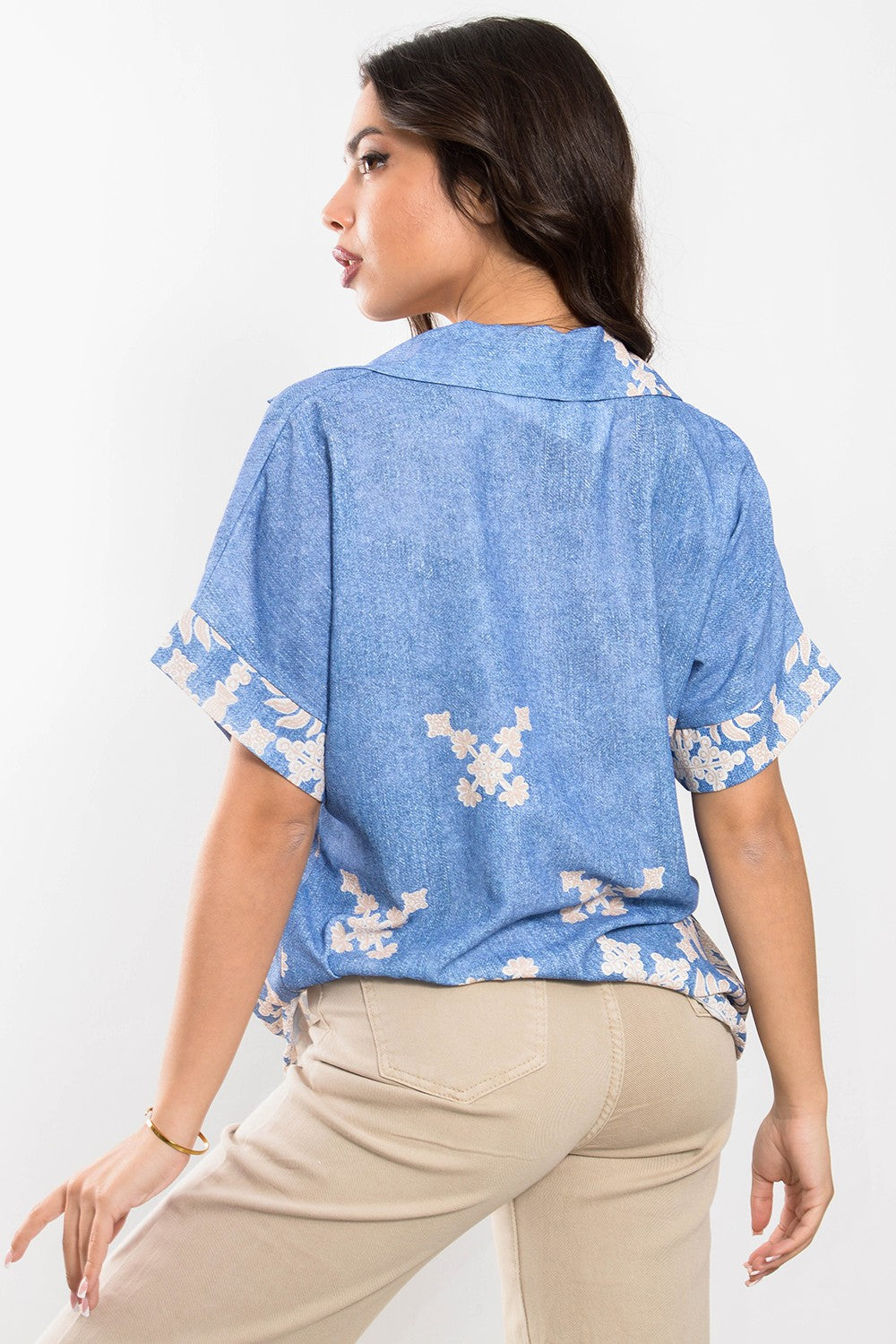 Μπλούζα denim look ethnic printed