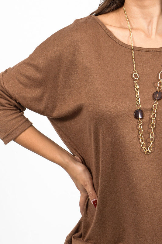 Μπλούζα πλεκτή με χαμηλούς ώμους