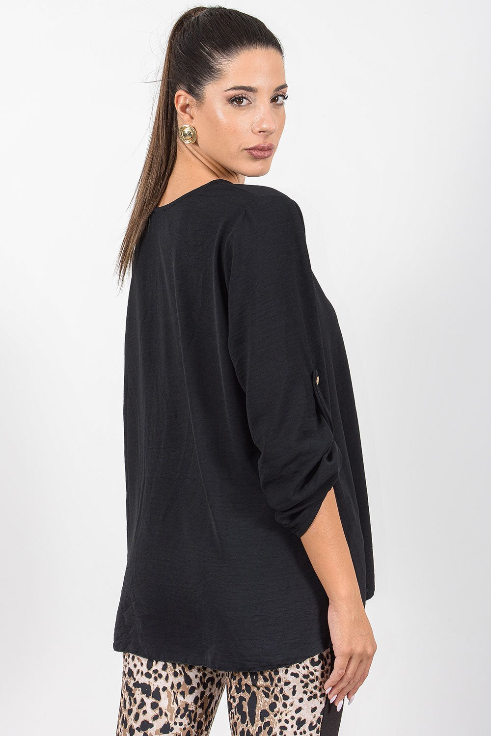 Μπλούζα oversized crepe detailed