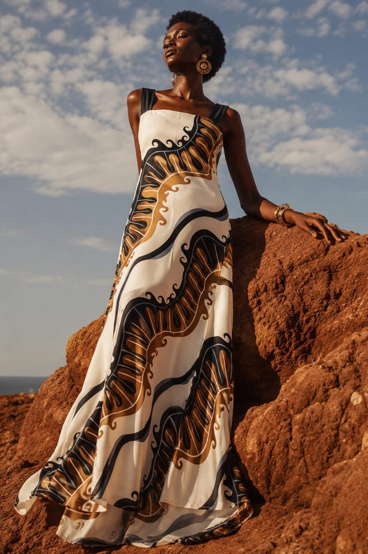 Φόρεμα maxi elegant printed