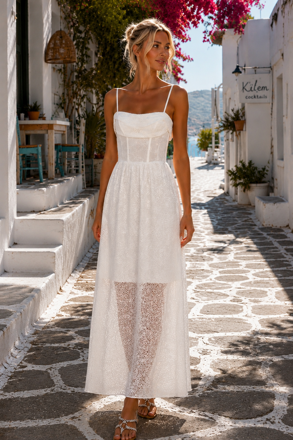 Φόρεμα midi/maxi με κέντημα guipure