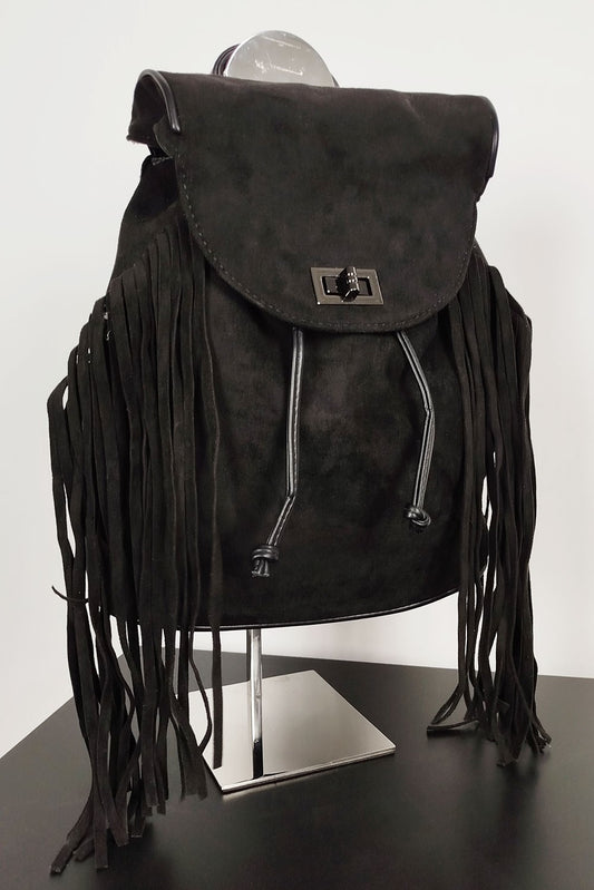 Backpack suede με κρόσσια