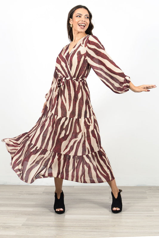 Φόρεμα maxi croise animal printed