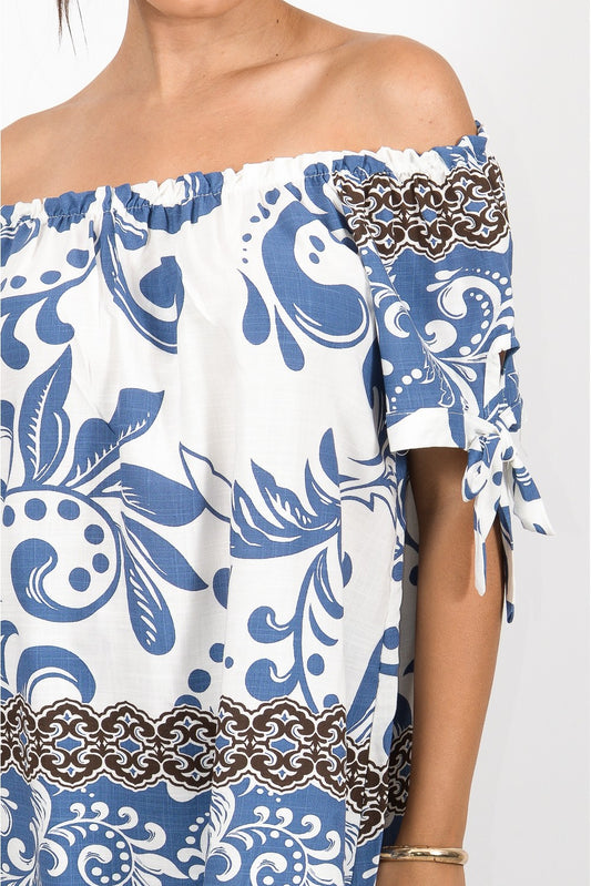 Μπλούζα εμπριμέ με δεσίματα