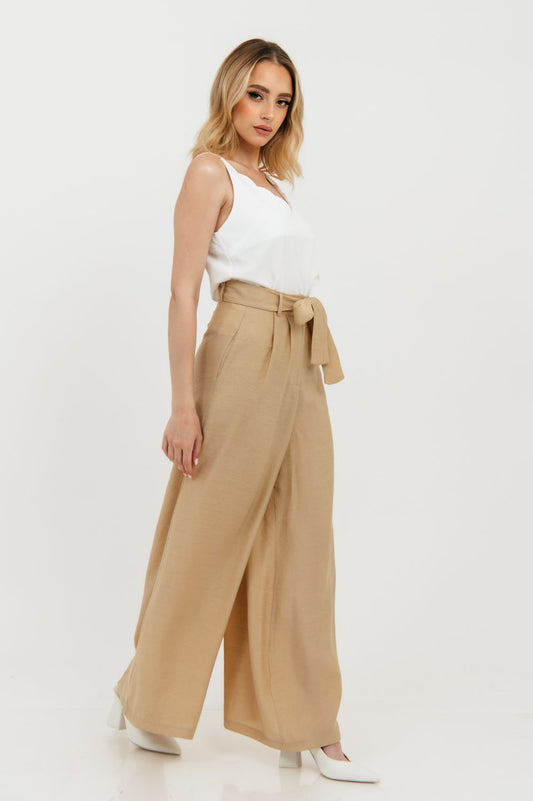 Παντελόνα λινή με ζώνη