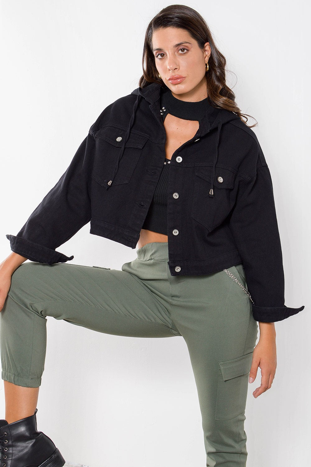 Μπουφάν jean με κουκούλα