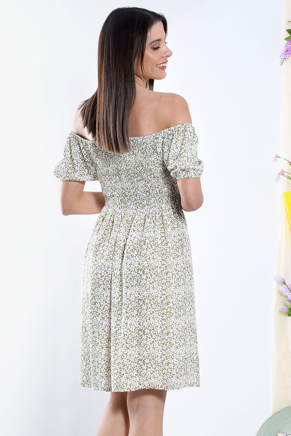 Φόρεμα mini έξωμο floral