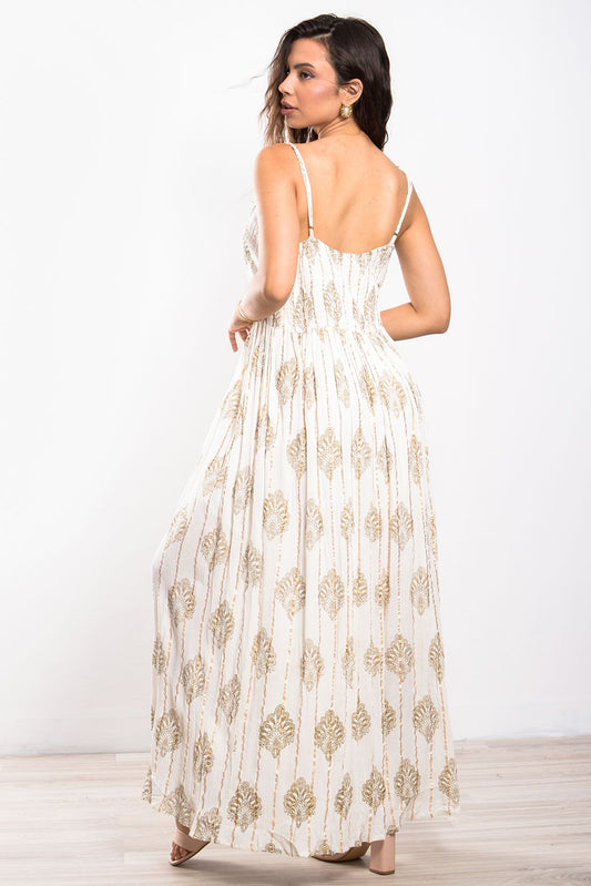 Φόρεμα maxi boho lurex printed