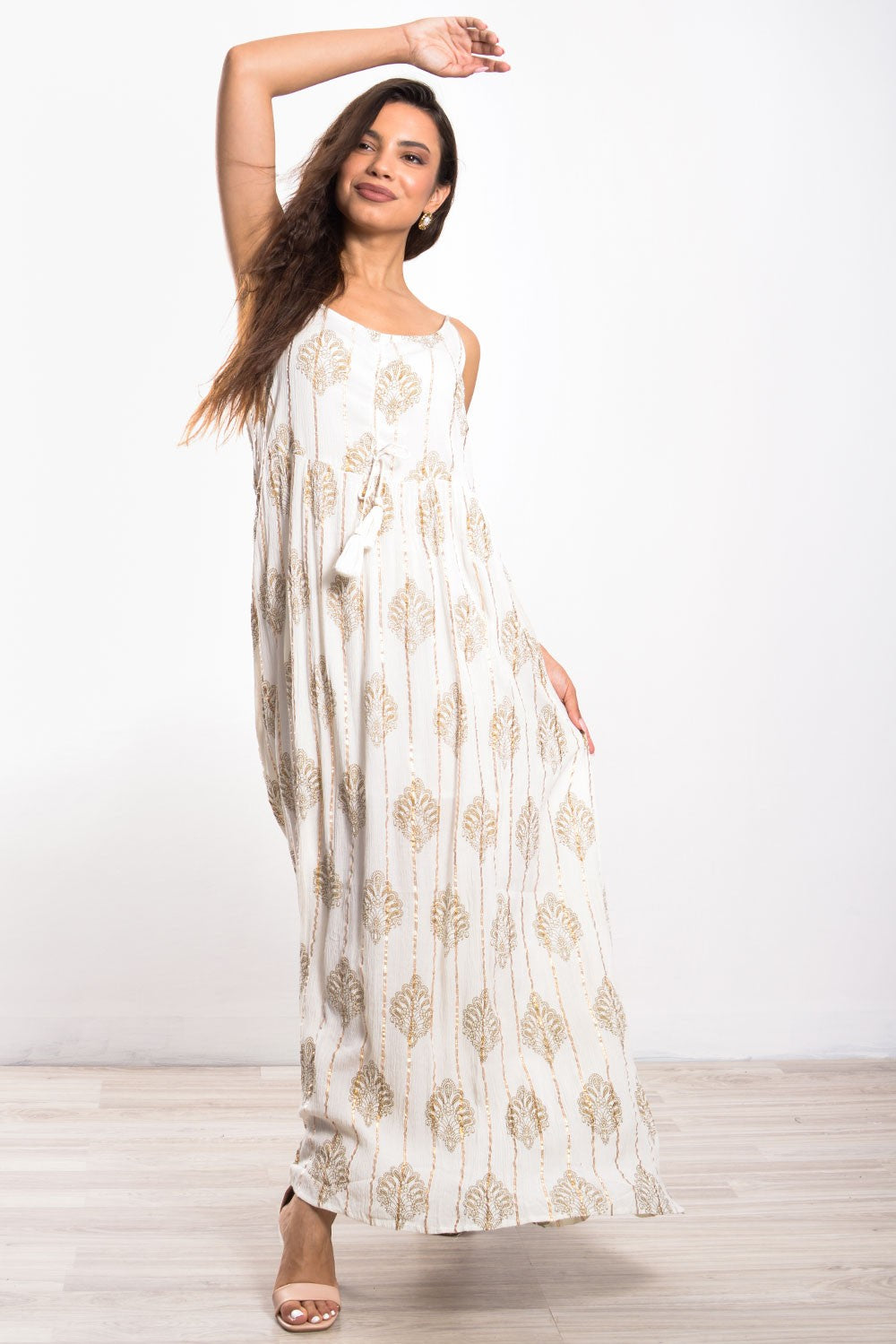 Φόρεμα maxi boho lurex printed