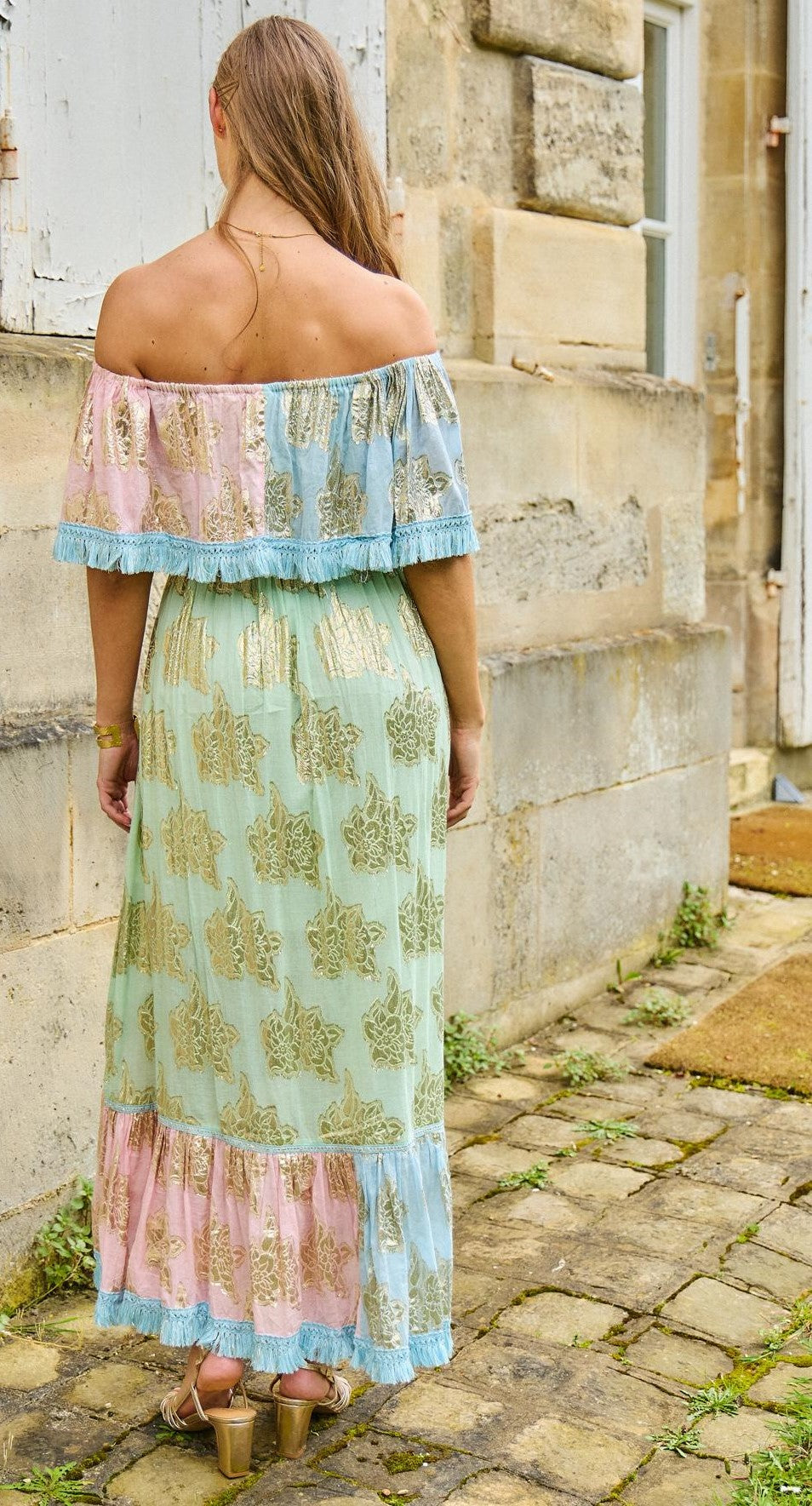 Φόρεμα maxi bohemian strapless