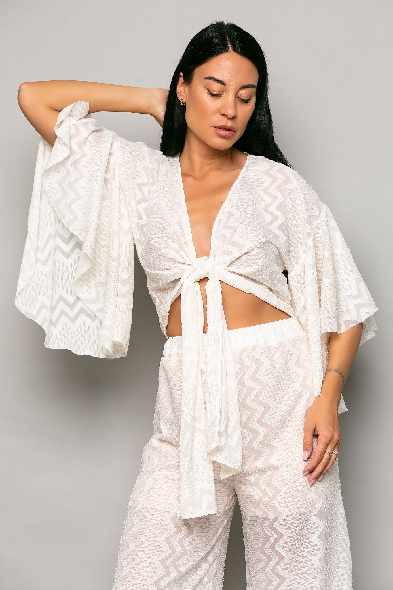 Set top cropped & παντελόνα printed