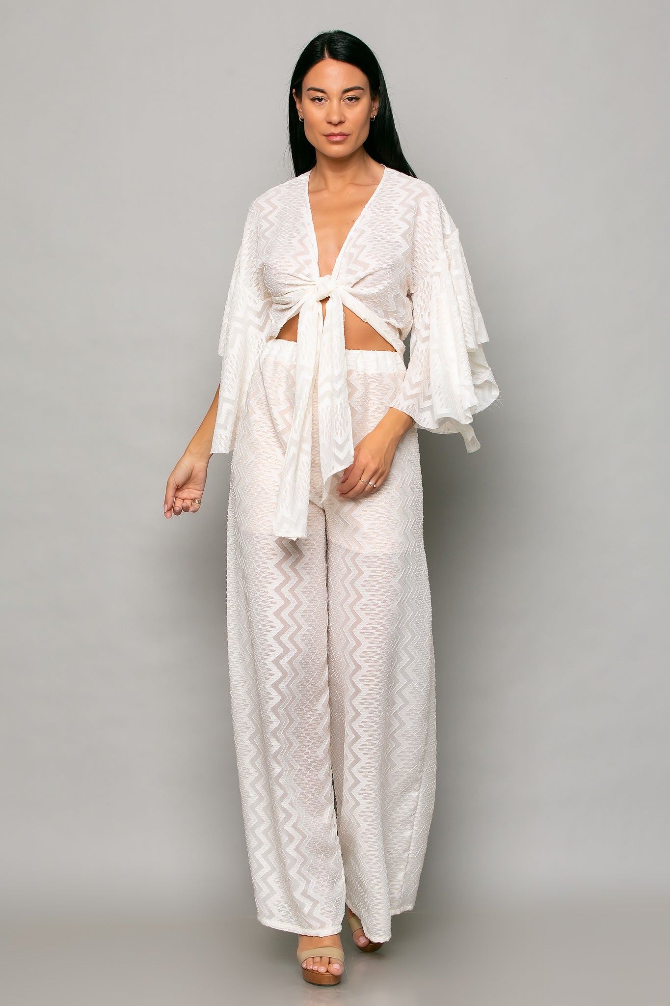 Set top cropped & παντελόνα printed