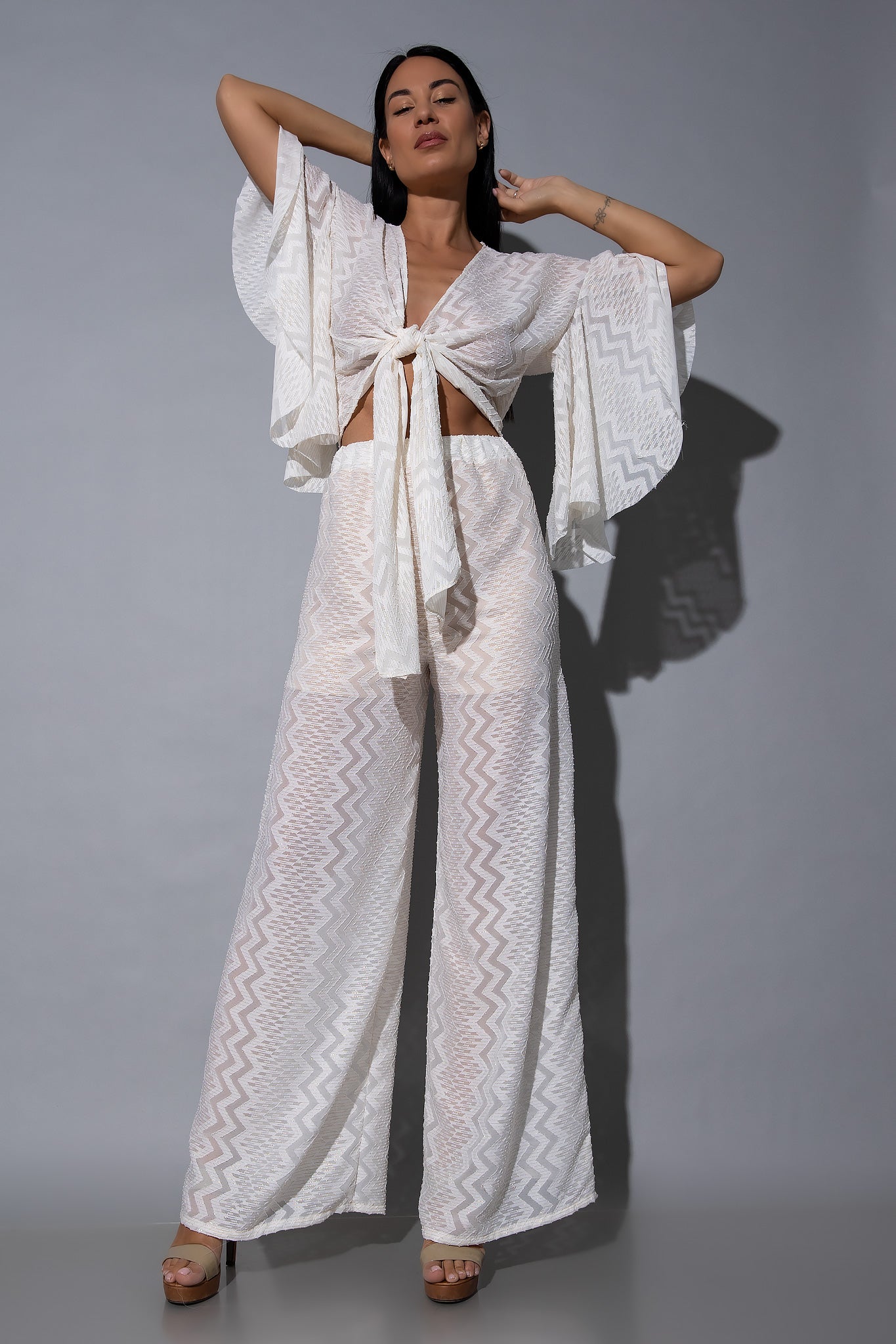 Set top cropped & παντελόνα printed