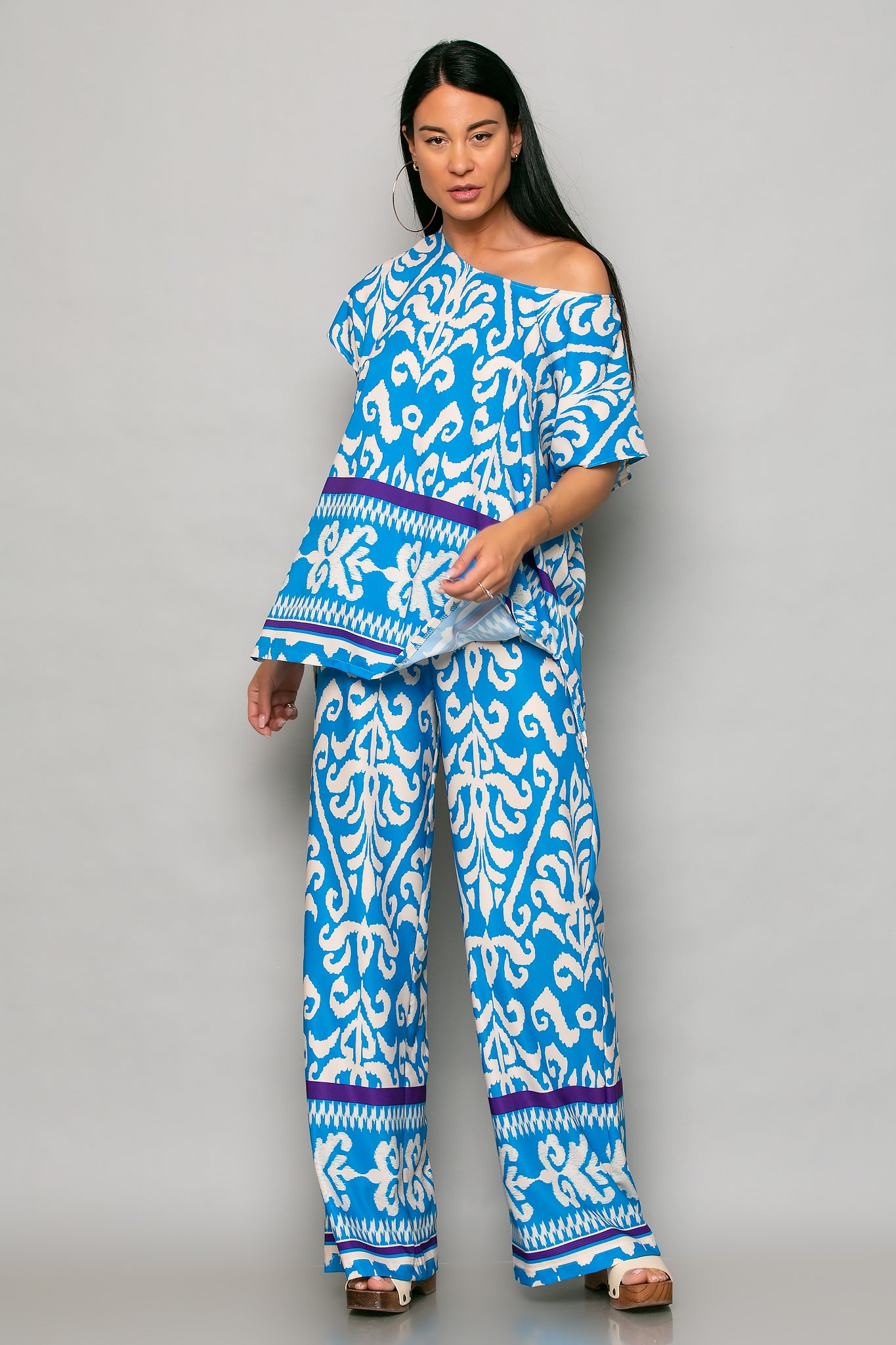 Set Μπλούζα & Παντελόνα printed satin