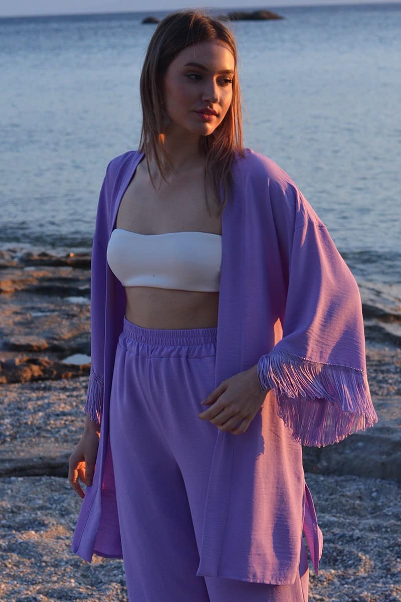 Σετ boho κιμονό και παντελόνα