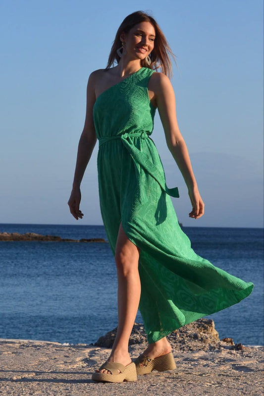 Φόρεμα maxi crepe με έναν ώμο