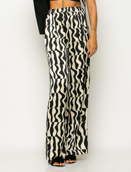 Παντελόνα satin geometric printed