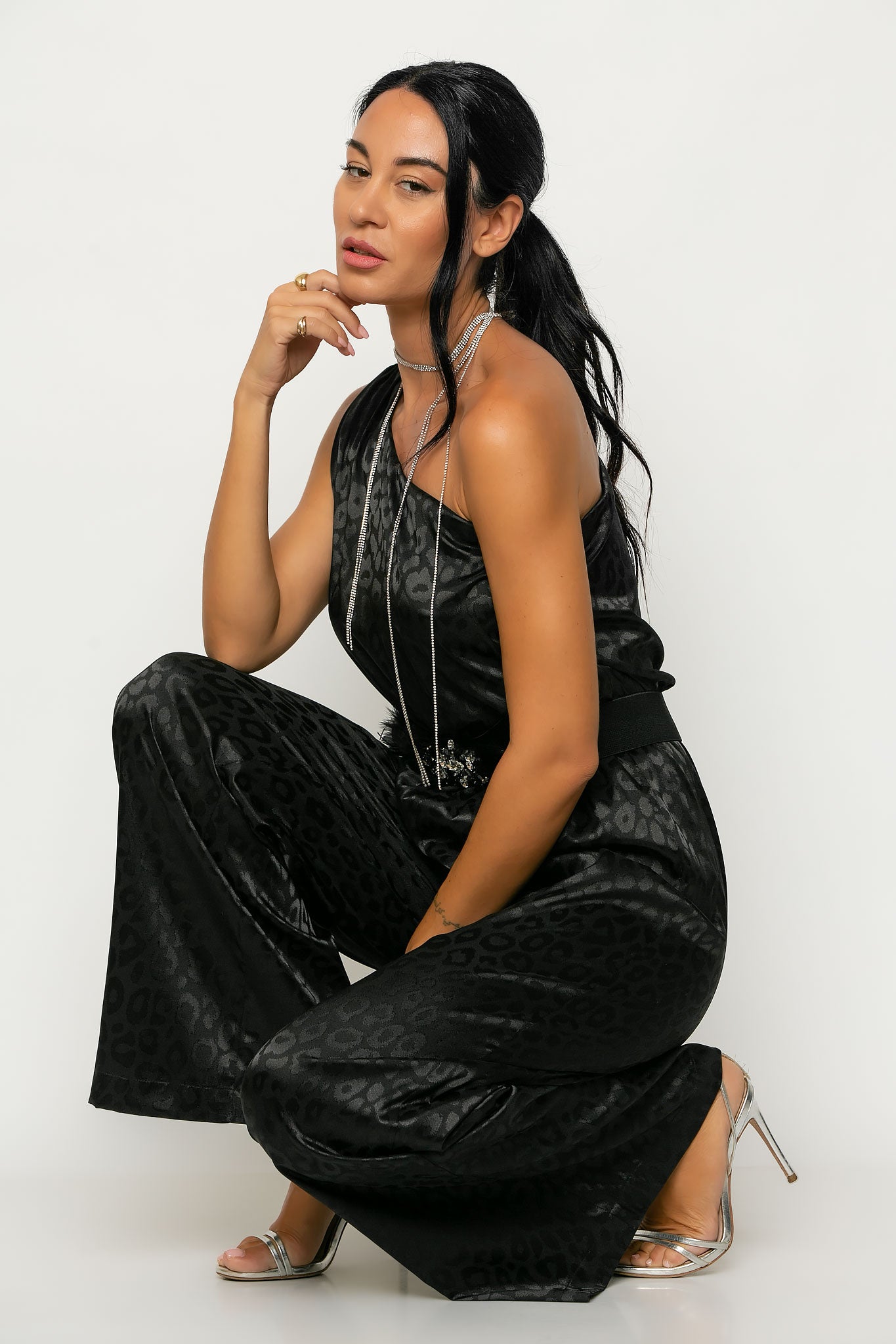 Ολόσωμη φόρμα satin animal printed