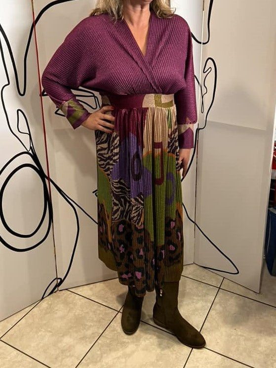 Φόρεμα midi lurex πλεκτό multicolor