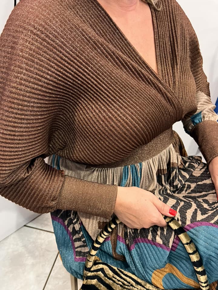 Φόρεμα midi lurex πλεκτό multicolor