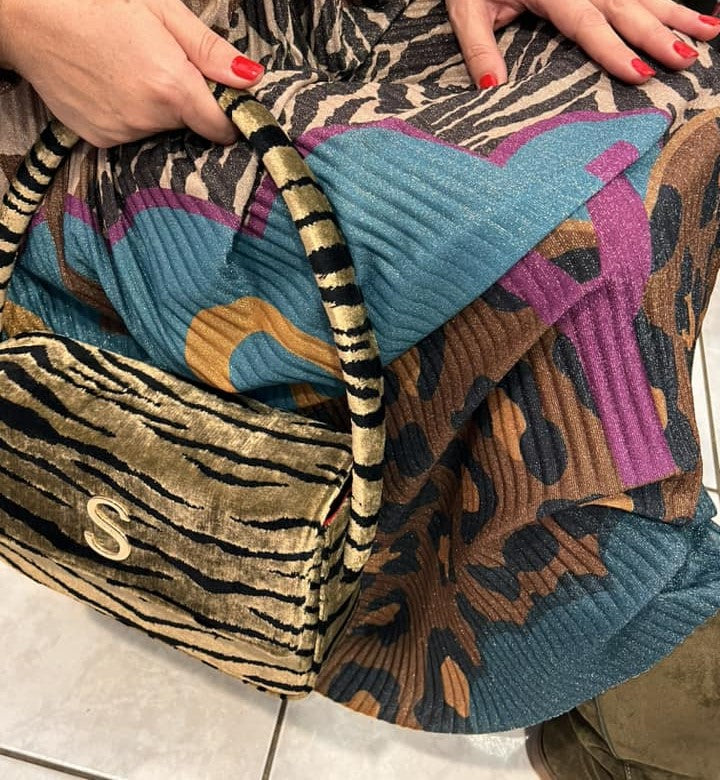 Φόρεμα midi lurex πλεκτό multicolor