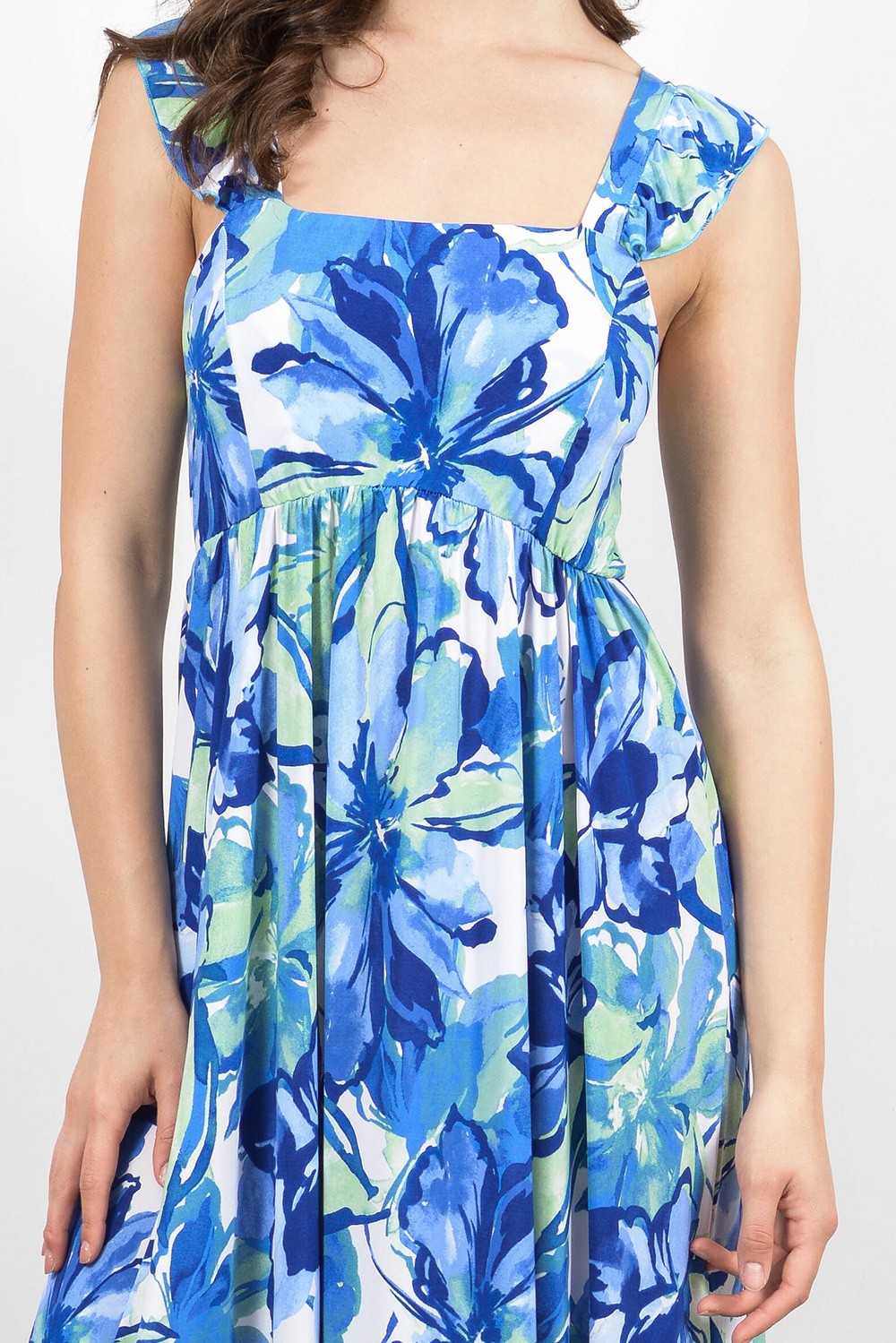 Φόρεμα maxi floral με βολάν