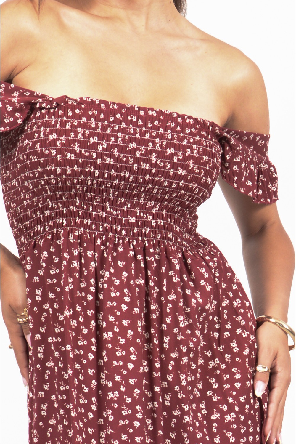 Φόρεμα maxi floral με βολάν