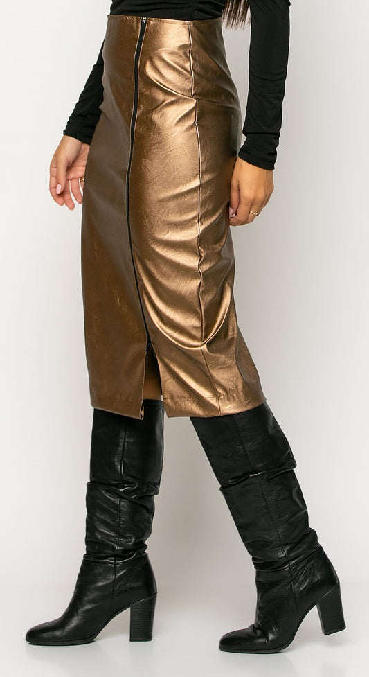 Φούστα midi pencil δερματίνης