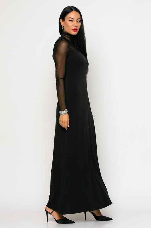 Φόρεμα maxi βραδινό με διαφάνεια