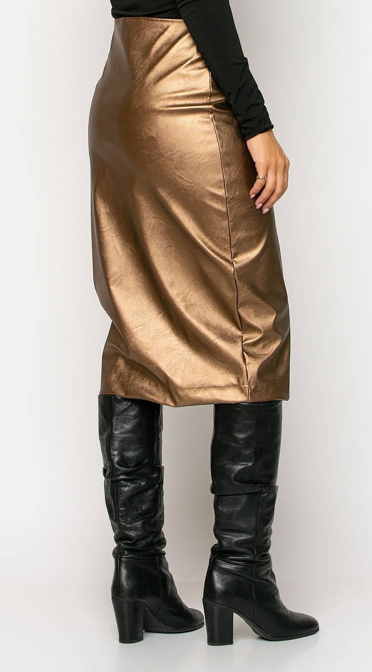 Φούστα midi pencil δερματίνης