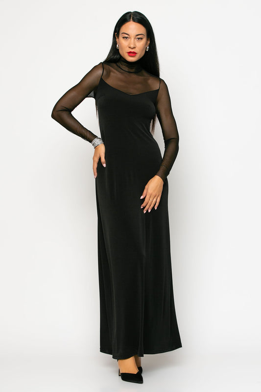 Φόρεμα maxi βραδινό με διαφάνεια