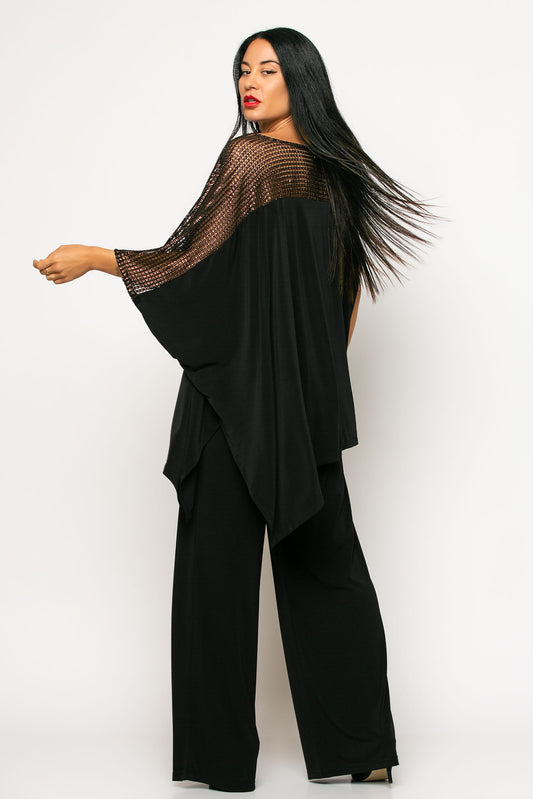 Σετ μπλούζα - παντελόνα satin